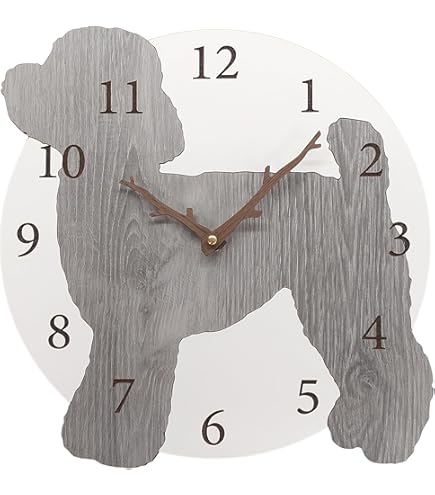 Amazon｜ワンちゃん 壁掛け時計 トイプードル 犬 おしゃれ 木製